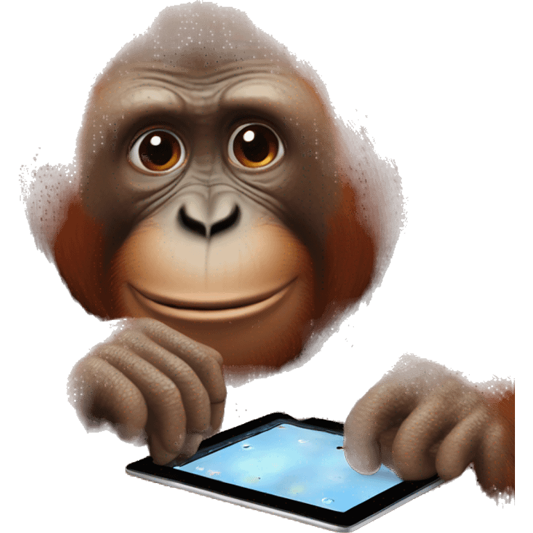 Orangutan playing on iPad  emoji