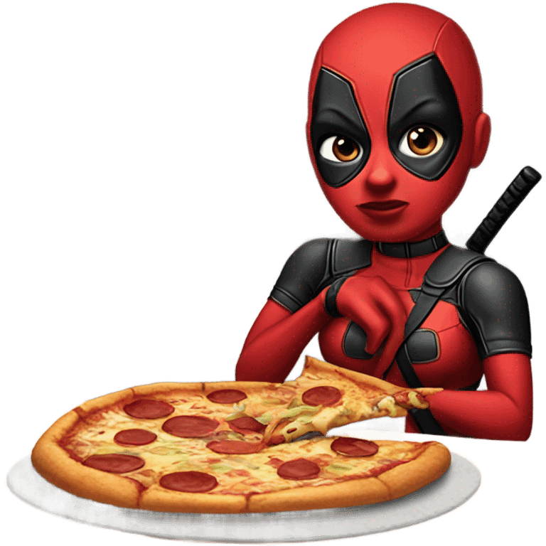 Deadpool girl eating pizza emoji