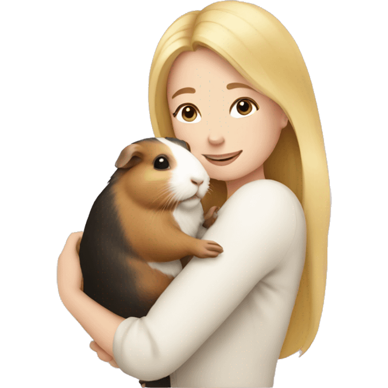 Blonde Woman hugging a guineapig emoji