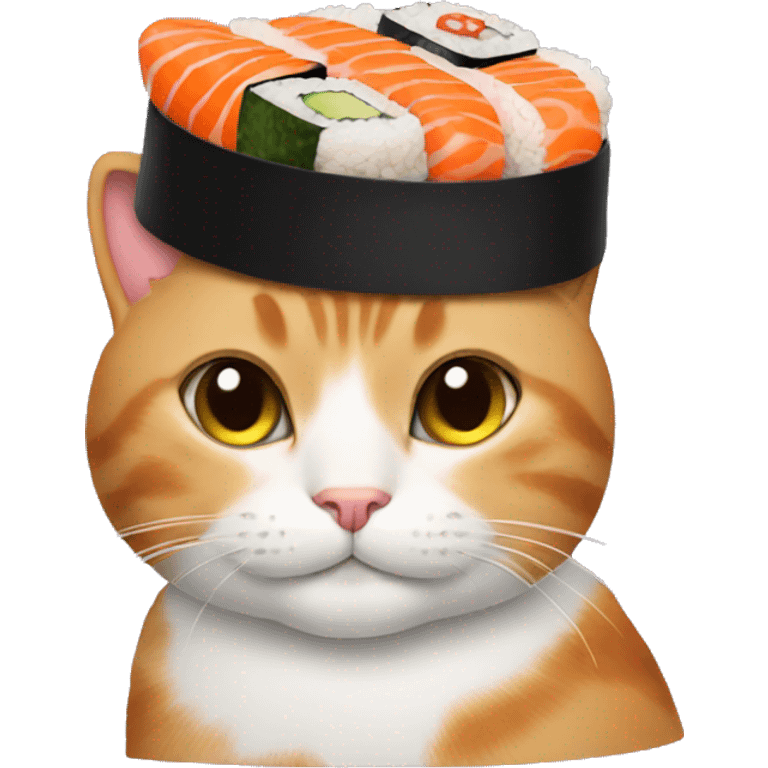 cat wearing sushi as a hat emoji