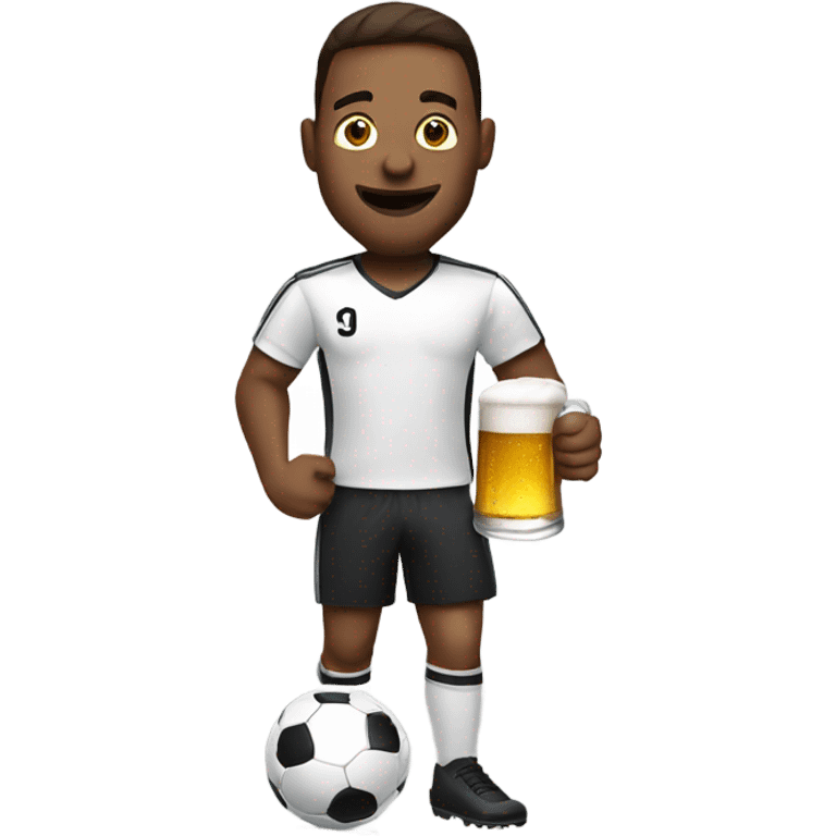 Man with beer playing soccer emoji