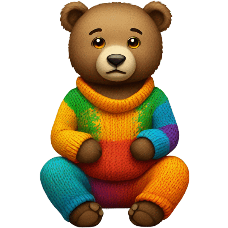 sitting bear in knitted pants emoji