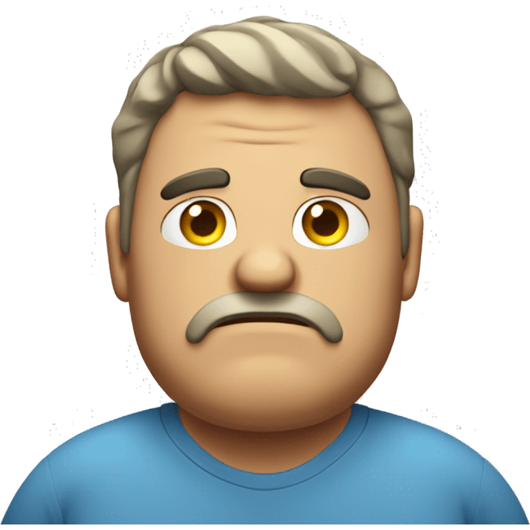 full body fat man looking disappointed at viewer emoji