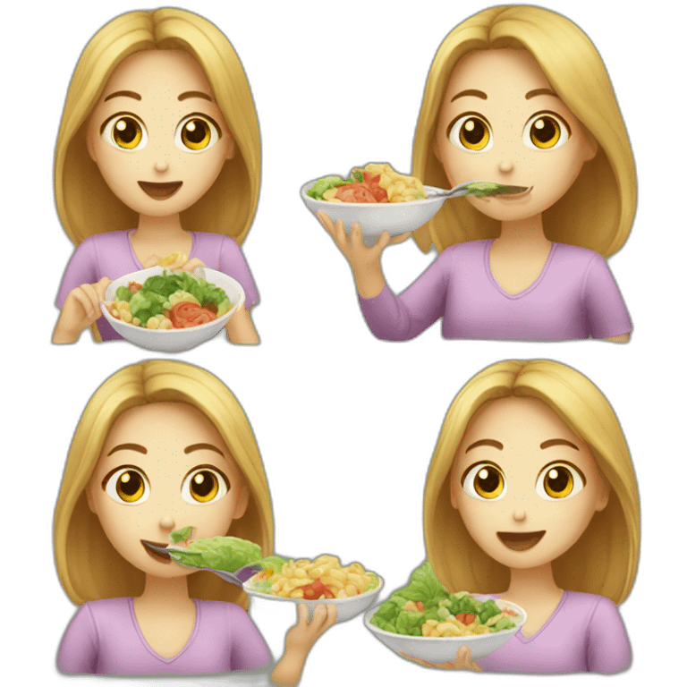 Girl eating vehemente emoji