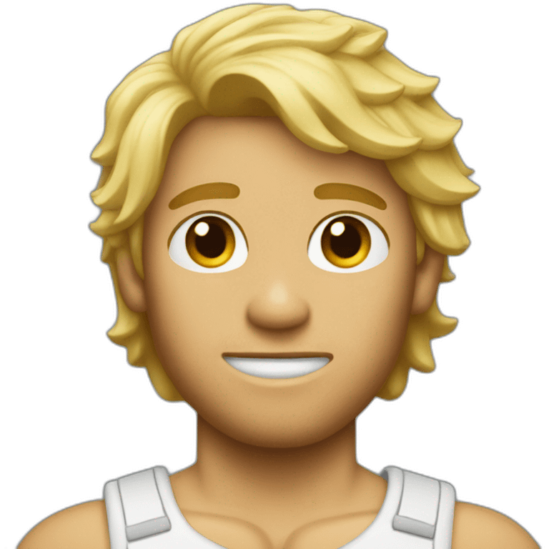 Man with blonde surfer boy hair and broken arm emoji