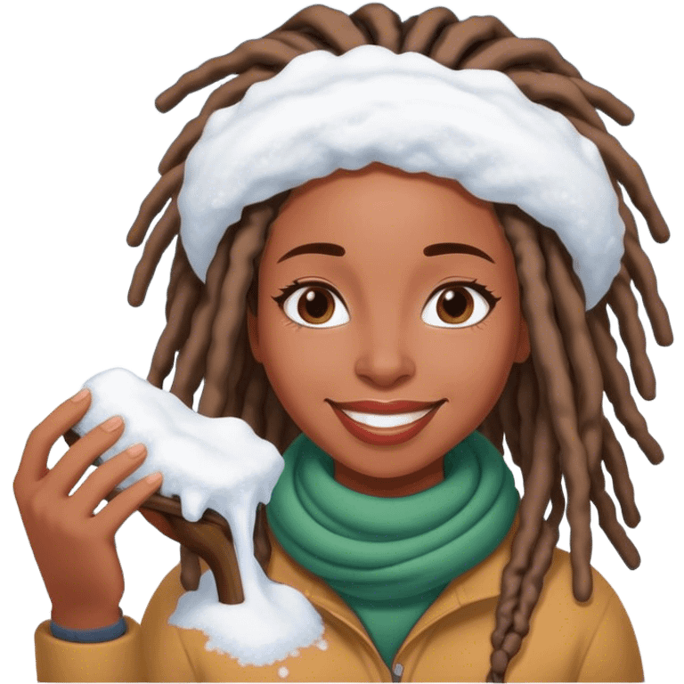 Black woman with locs removing snow emoji