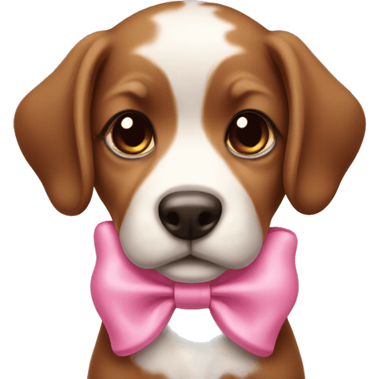 Brown puppy pink bow emoji