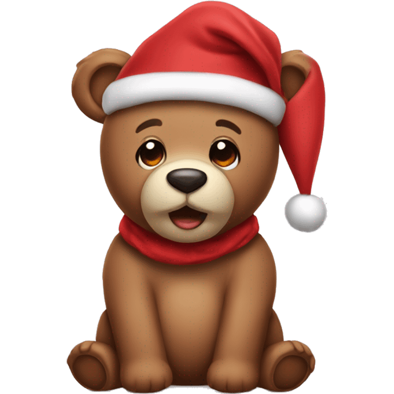 teddy wearing santa hat emoji