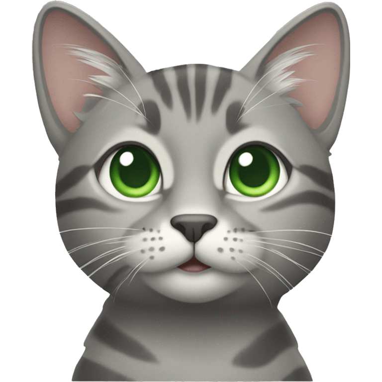 grey tabby cat with green eyes emoji