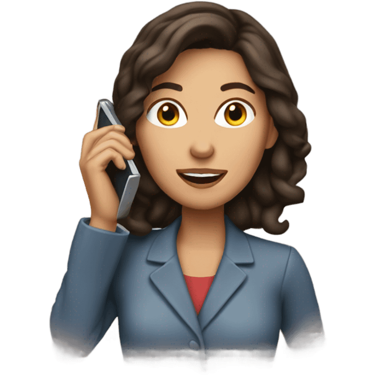 Brunette Woman talking on cell phone emoji