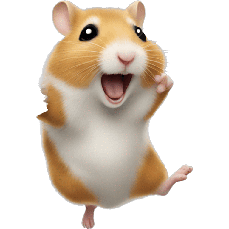 Hamster jumping for joy with cheese in hand emoji