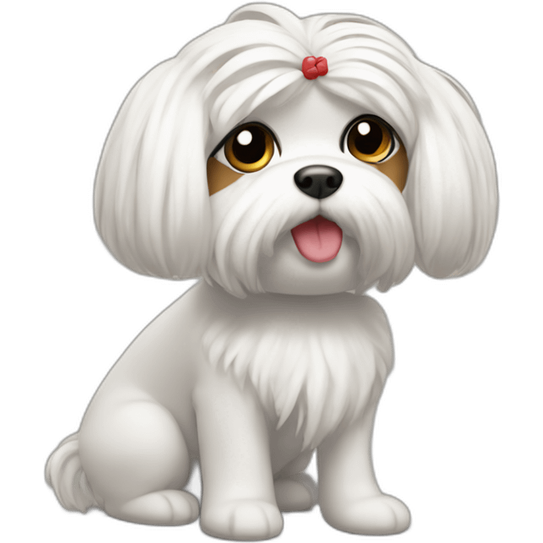 Maltese with hair tied up emoji