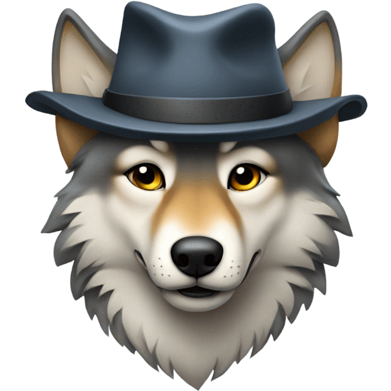 Wolf wearing hat emoji