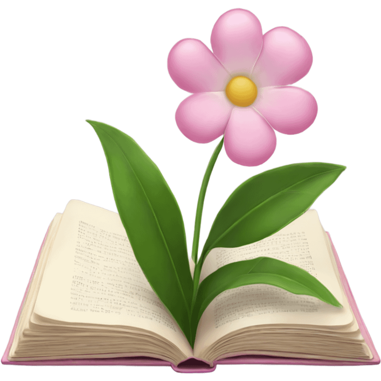 Realistic Open book with light pink flower inside emoji