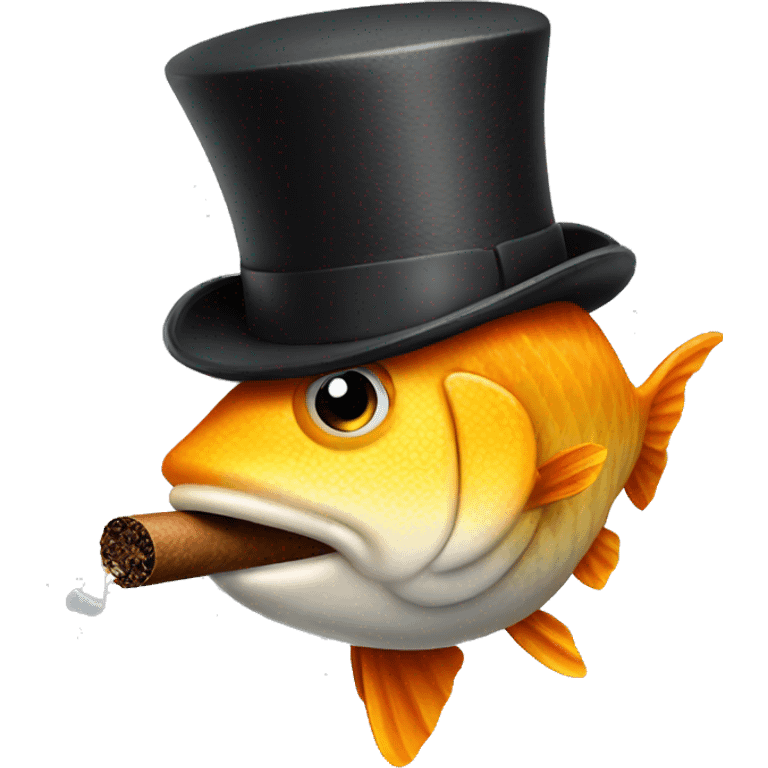 Fish wearing a top hat smoking a cigar  emoji