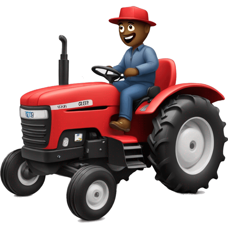 Man driving red tractor  emoji