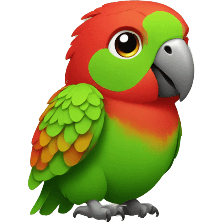 thick parrot that looks like a ball, red with green, small emoji