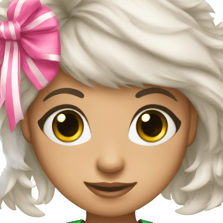 a cheerleader girl with green eyes and pink pom poms emoji