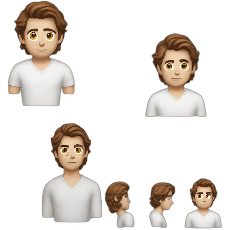 peter Parker with dark hairs and a white polo emoji