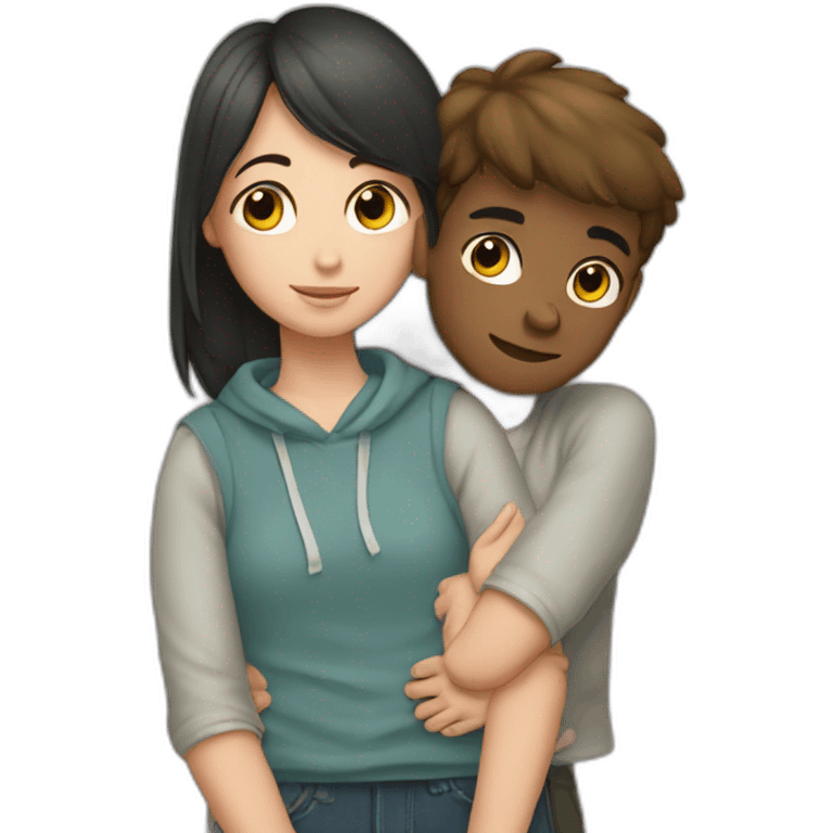 Girl leaning on boy emoji