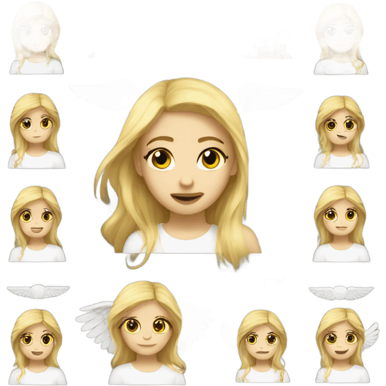 emoji blonde girl angel wings cross eyes emoji