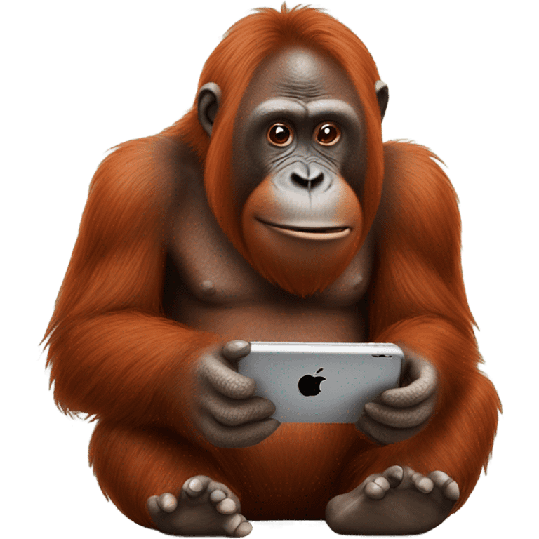 Orangutan playing on iPhone  emoji