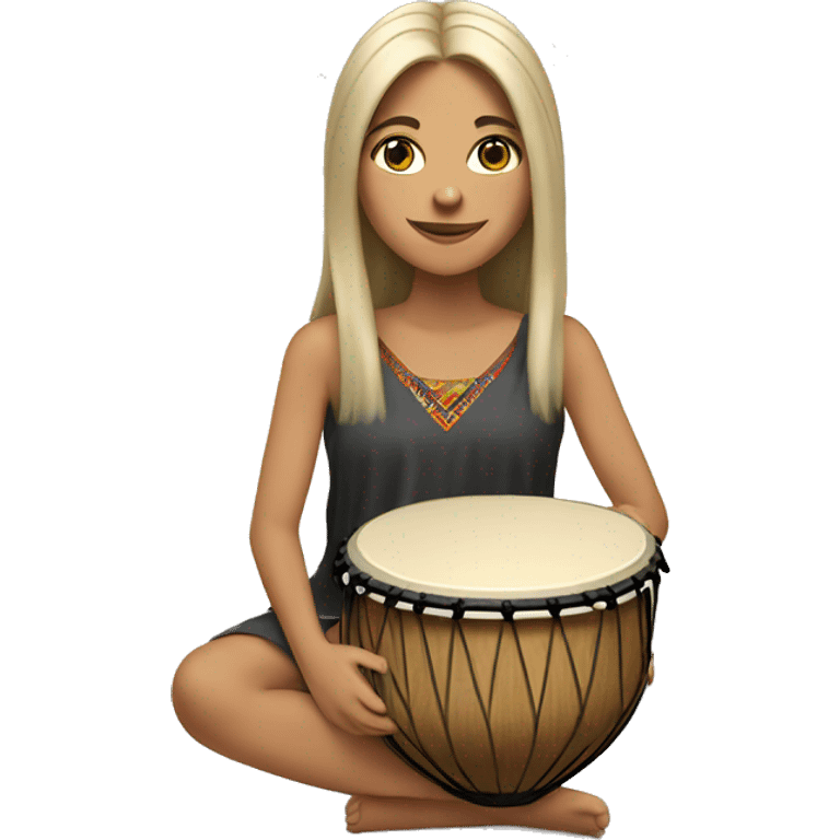 White womanhood with long hair using a hand drum  emoji