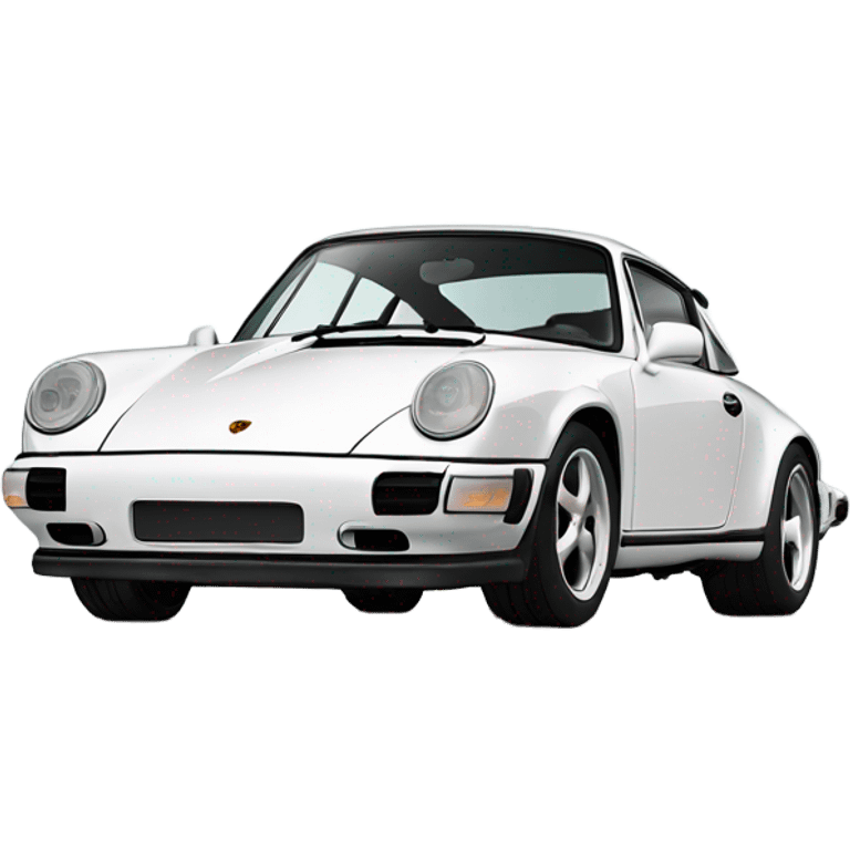 white new Porsche 911, view from the side  emoji