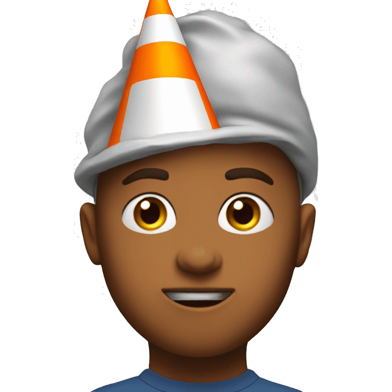 dumb kid with trafic cone on head emoji