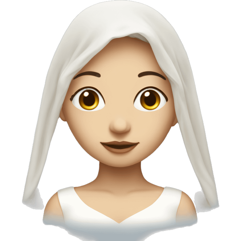 dreamy girl with closed eyes with bridal veil emoji