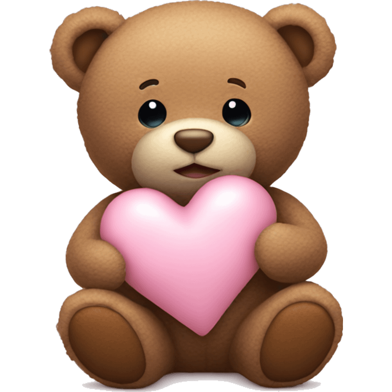 stuffed teddy holding light pink heart emoji