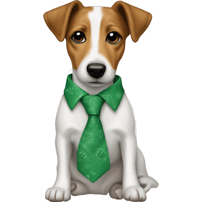 Jack Russell terrier wearing a green tie-dye hoodie emoji