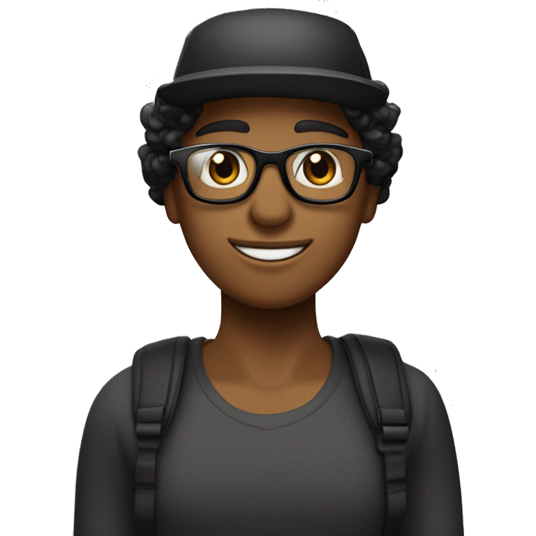 una pareja, mujer trigueña pelo corto negro y ondulado con lentes, el hombre trigueño pelo negro con gorra  emoji