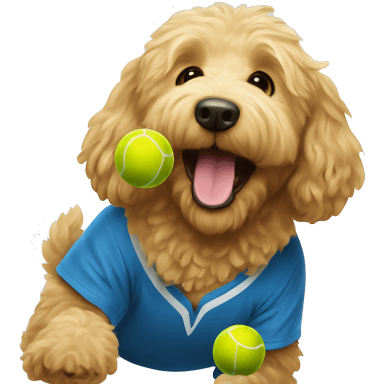 Golden doodle playing pickleball emoji