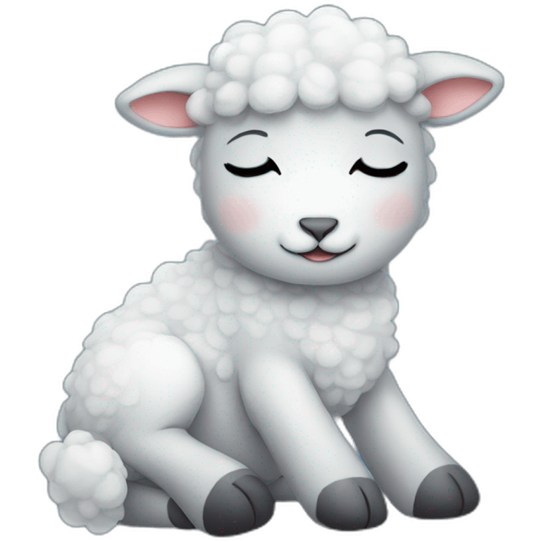 sleepy blue lamb with star theme emoji