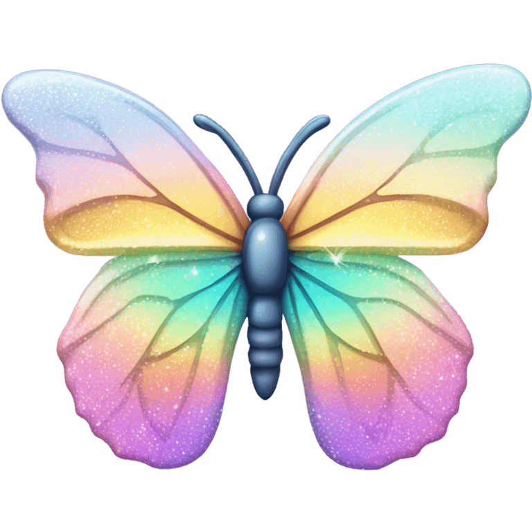 Sparkly Pastel rainbow-gradient iridescent glass butterfly emoji