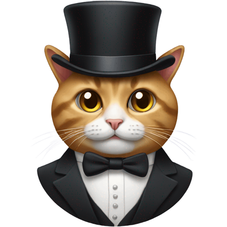 Cat in a tuxedo with a top hat emoji