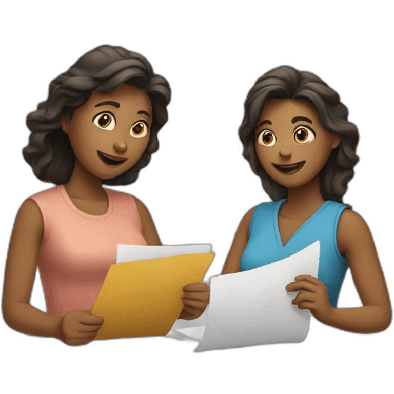 two women filling paperwork emoji