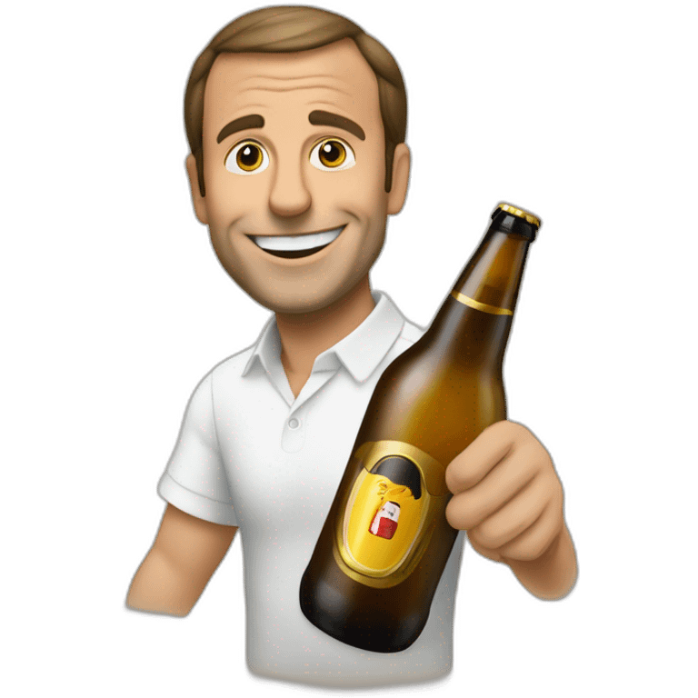 Macron qui boie un bière emoji