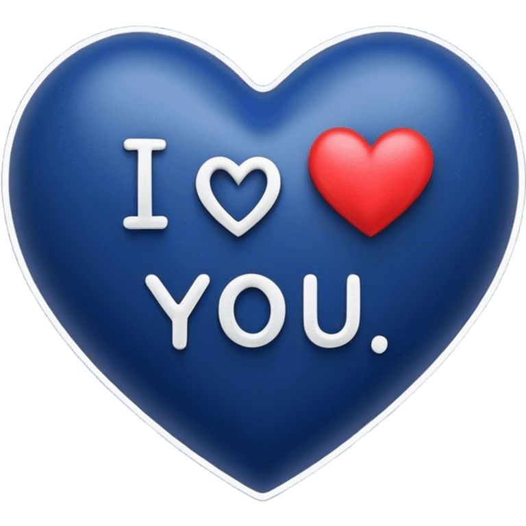 Dark Blue heart either the words I Love You Ry emoji