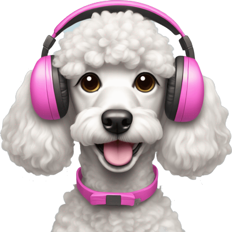 Poodle Dog with pink headsets  emoji