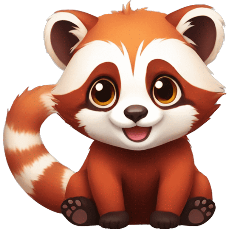 Cute red panda-ferret-hybrid full body emoji