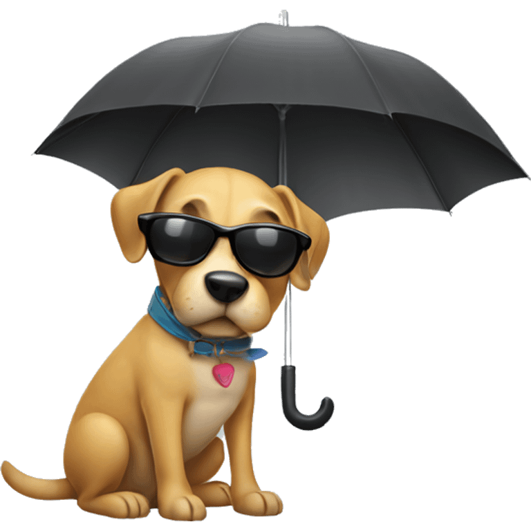 Dog wearing sunglasses, with an umbrella  emoji