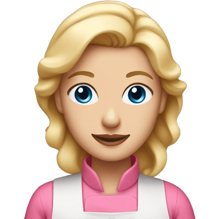 Women baker with blonde hair and blue eyes in pink clothes  emoji