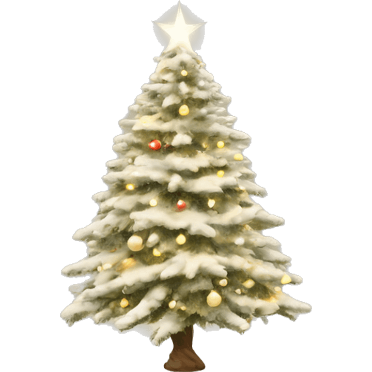 Realistic isolated off white christmas tree  whit light warm  emoji