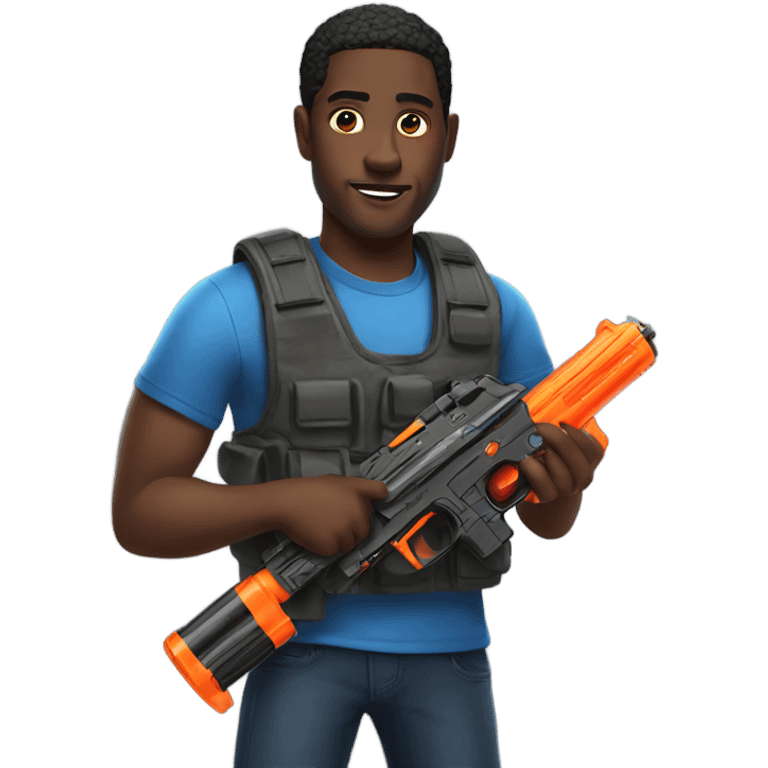 Black man holding a nerf gun  emoji