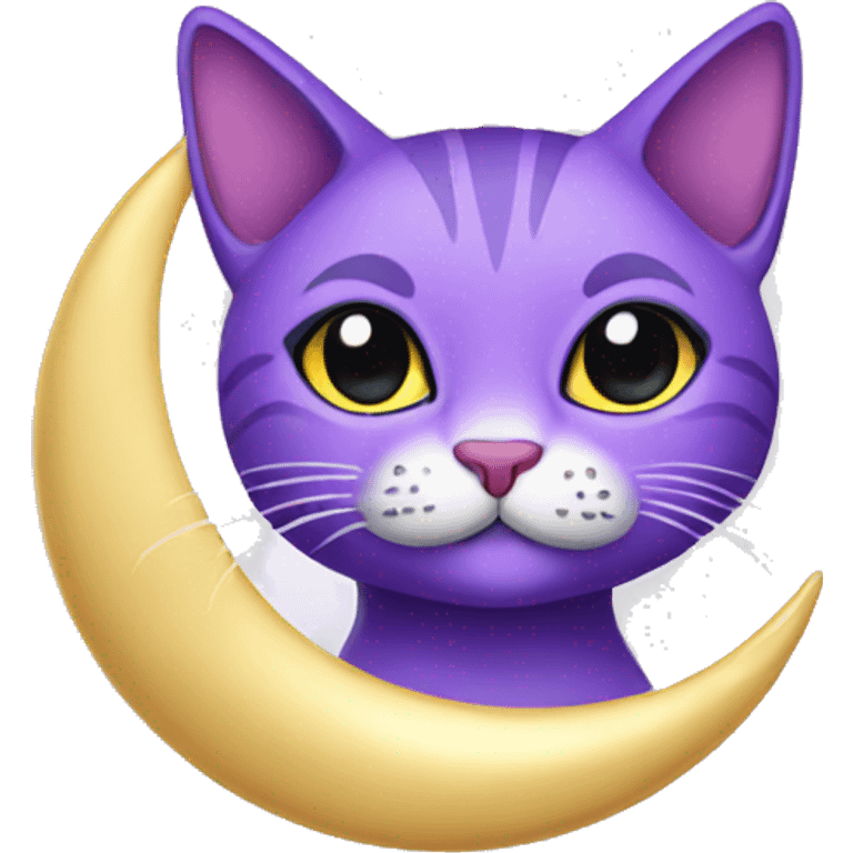 purple cat with moon necklace emoji