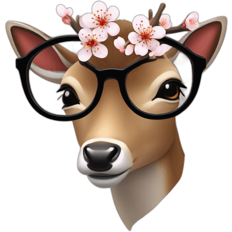 sika deer_eye glasses_plum blossom emoji