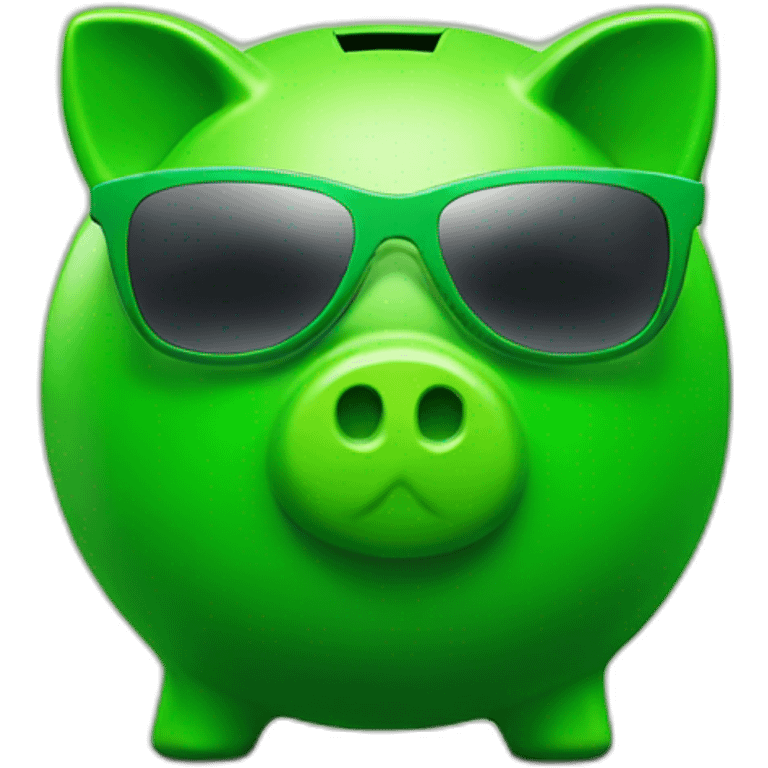 green piggybank with sunglasses emoji