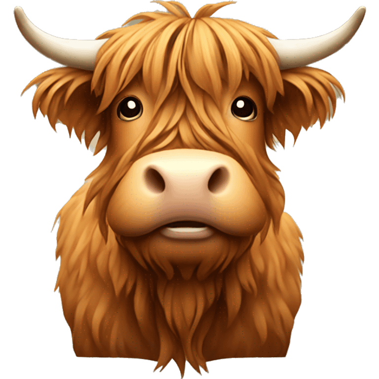 Highland cow with scottish plaid and a pleasant expression emoji